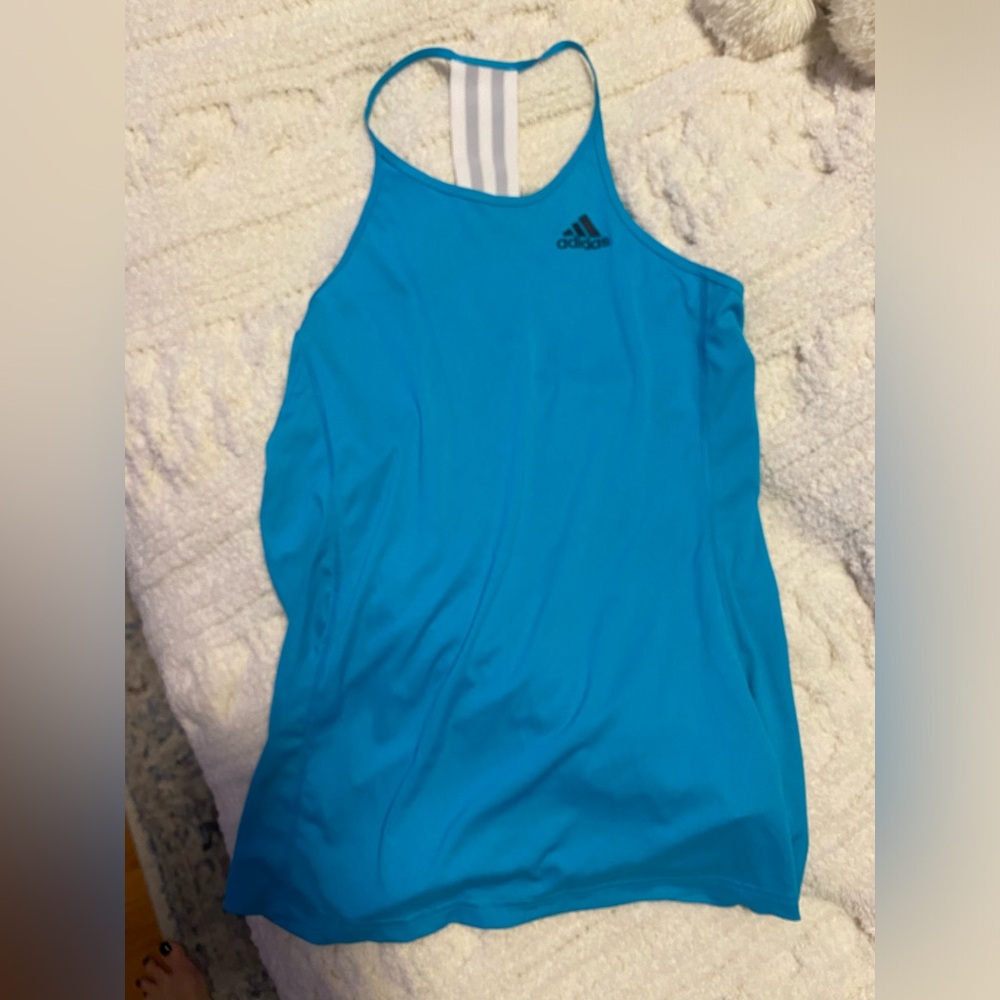ADIDAS | teal racer back striped athletic tank size M